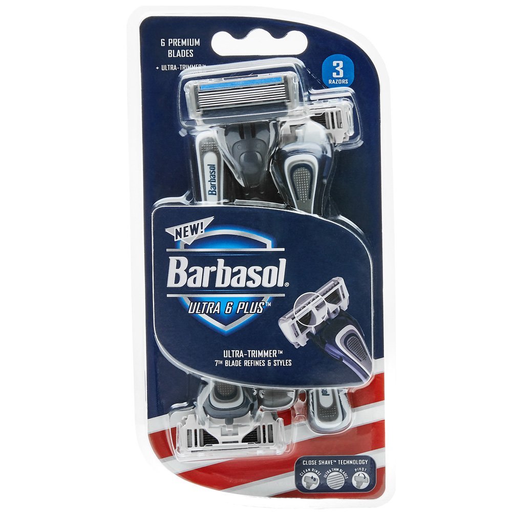 Barbasol Ultra 6 Plus Premium Disposable Razor, 3 Count