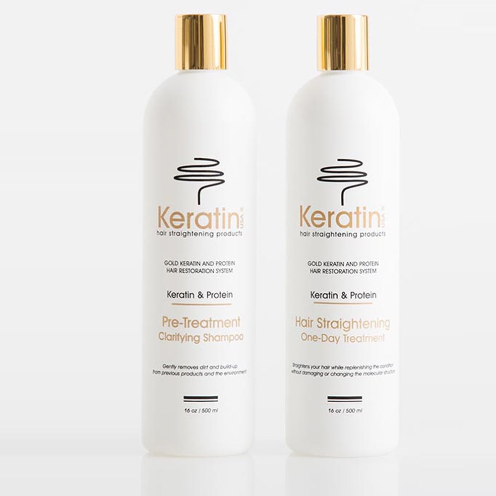 Gold Keratin Hair Straightening Duo: One-Day Treatment 16oz and FREE Activator 8oz