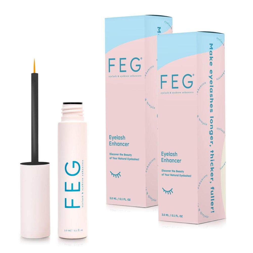 FEG Eyelash Enhancer Rapid Lash Growth Serum with Natural Ingredients | Lash Serum for Growing Thick, Full, and Long Eyelashes | Stimulates Natural Growth | 2-Pack of 3ml Tubes