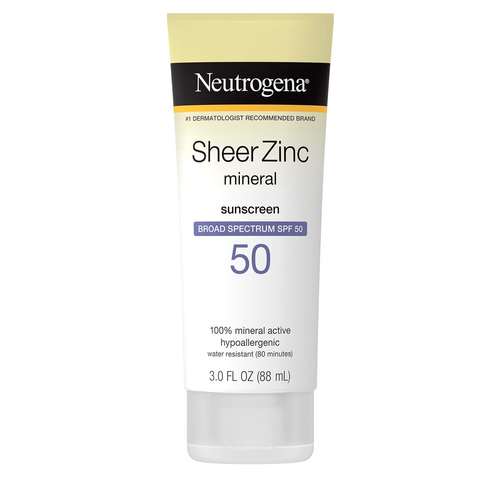 Neutrogena Sheer Zinc Oxide Dry-Touch Sunscreen Lotion with Broad Spectrum SPF 50, Water-Resistant, Hypoallergenic & Non-Greasy Mineral Sunscreen, 3 fl. oz