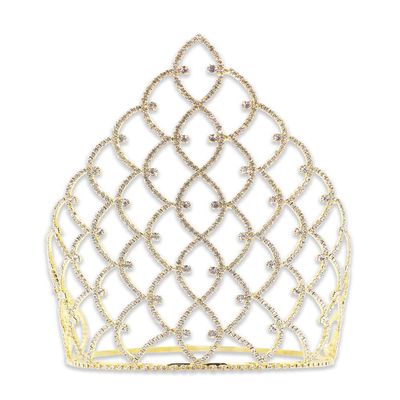 10" Traditional Rhinestone Crown - Gold #11185G