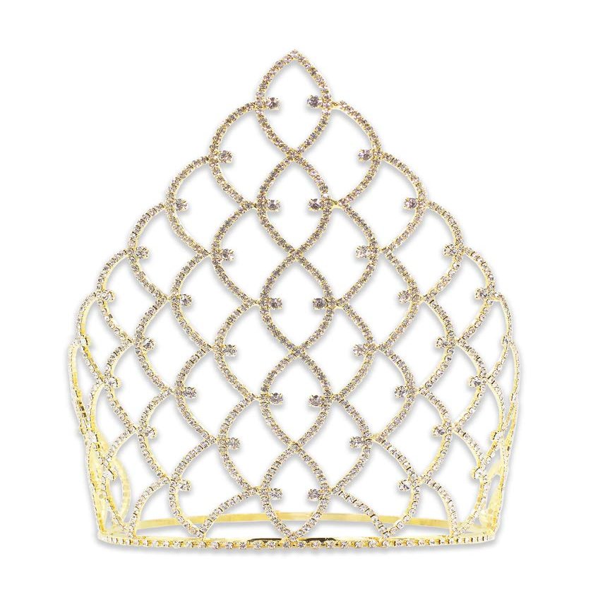 10" Traditional Rhinestone Crown - Gold #11185G