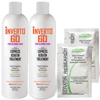INVERTO REVOLUTION Keratin Treatment for Blonde Hair 2x120ml Specifically Designed for blonde and Light Colored Hair Formaldehyde Free