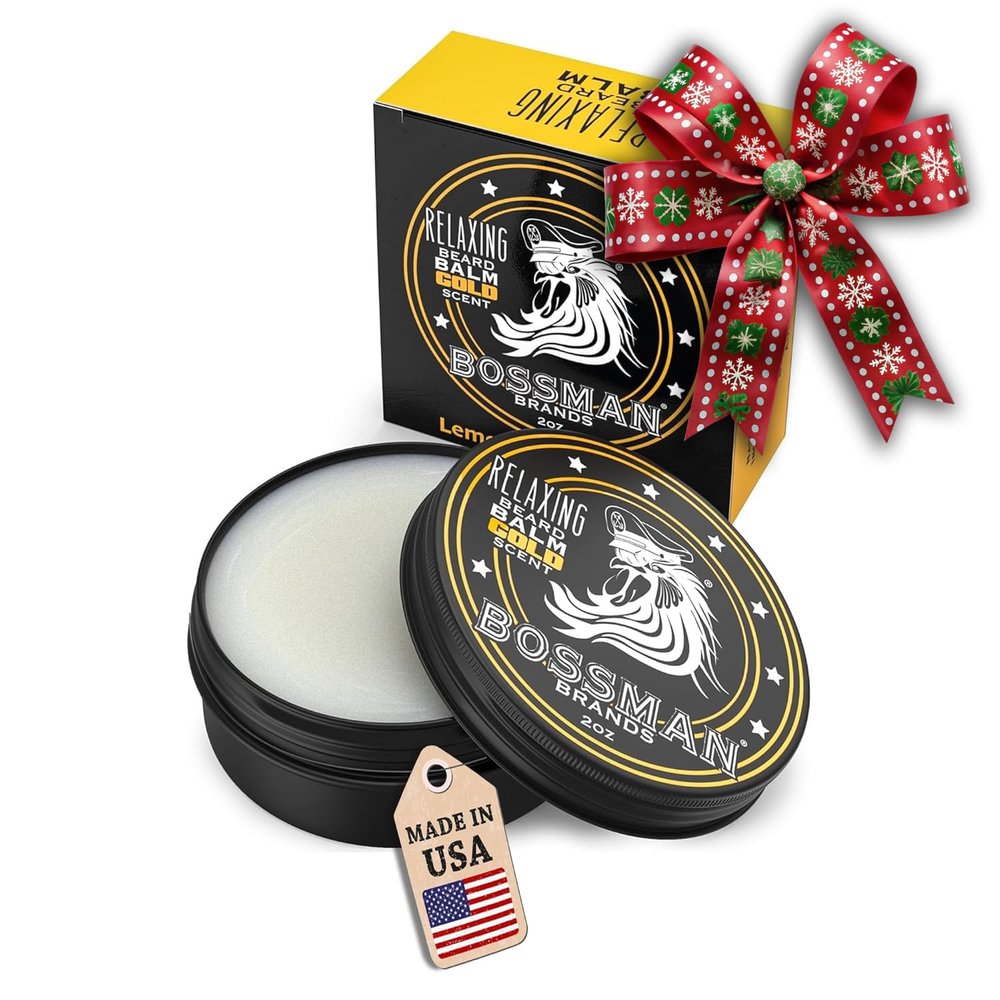 Bossman Relaxing Beard Balm for Men (Gold Scent)  Tames, Relaxes, Thickens & Softens for Ultimate Beard Care  Made in USA