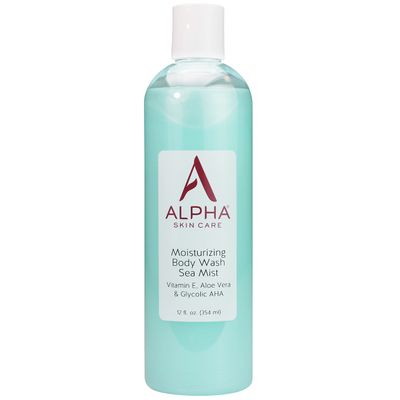 Alpha Skin Care Moisturizing Body Wash, Gentle Soap-Free Anti-Aging Formula, Glycolic AHA, Vitamin E & Aloe Vera, Conditions & Soothes, All Skin Types Hydroxy Acid, 12 Oz