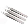 1Set(3PCS) Silver Professional Remove Blackheads Tweezers Set - Stainless Steel Straight/Slanted & Pointed Splinter/Bend Curved Blemish Extractor Tool for Acne Zit Cystic Blemish Whitehead Popping view 1