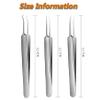 1Set(3PCS) Silver Professional Remove Blackheads Tweezers Set - Stainless Steel Straight/Slanted & Pointed Splinter/Bend Curved Blemish Extractor Tool for Acne Zit Cystic Blemish Whitehead Popping view 2