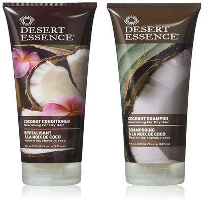 Desert Essence Coconut Shampoo & Conditioner Bundle - 8 Fl Ounce - Nourishing For Dry Hair - Delightful Scent - Refreshes Skin - Coconut Oil