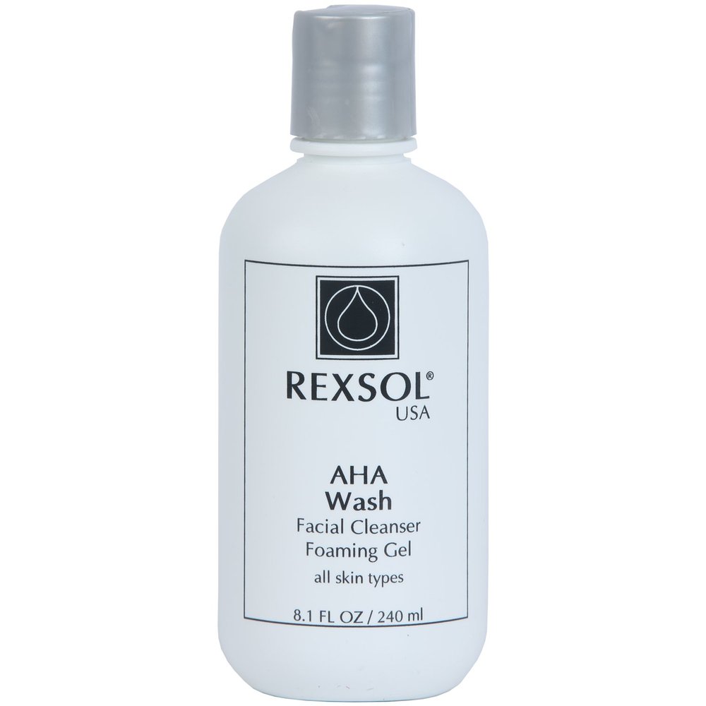 REXSOL AHA Wash Facial Cleanser Foaming Gel | With Vitamin E, Arnica extract, Ginsing Extract, St. John's Wort extract | Promotes freshness and comfort | Leaves skin clean & soft. (240 ml / 8.1 fl oz)