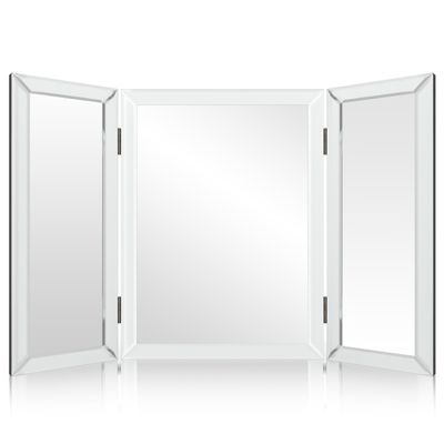 Houseables 3 Way Mirror, Trifold Mirror, Trifold Vanity, Three Way Folding, Tri Fold, For Braiding Hair, 3way, 3 Sided, Three Panel, Triple, Tabletop, Bathroom, Makeup, Self Haircut, 360, 21 x 31 Inch