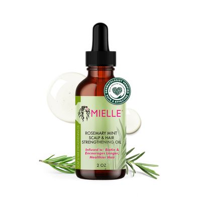 Mielle Organics Rosemary & Mint Hair Oil - Strengthening Biotin Oil Infused Frizzy & Damaged Hair Care - Split Ends & Dry Scalp Treatment to Support Longer, Healthier Strands, 2oz