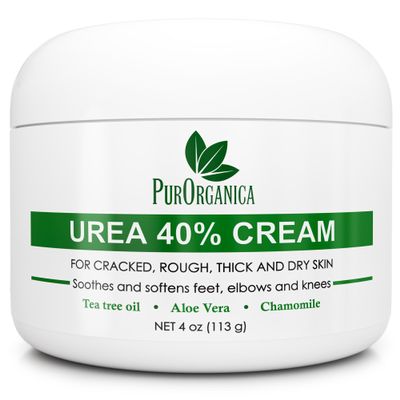 PurOrganica Urea 40% Foot Cream Made in USA, Dermatologist Tested, Intensive Repair for Dry, Cracked Heels, Corns, Calluses & Rough Feet, Professional Strength Exfoliating & Moisturizing Cream