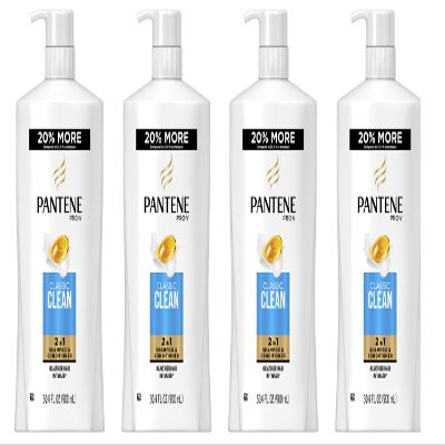 Pantene Pro-V 2 in 1 Shampoo & Conditioner, Classic Clean, 30.4 Fl Oz (Pack of 4)
