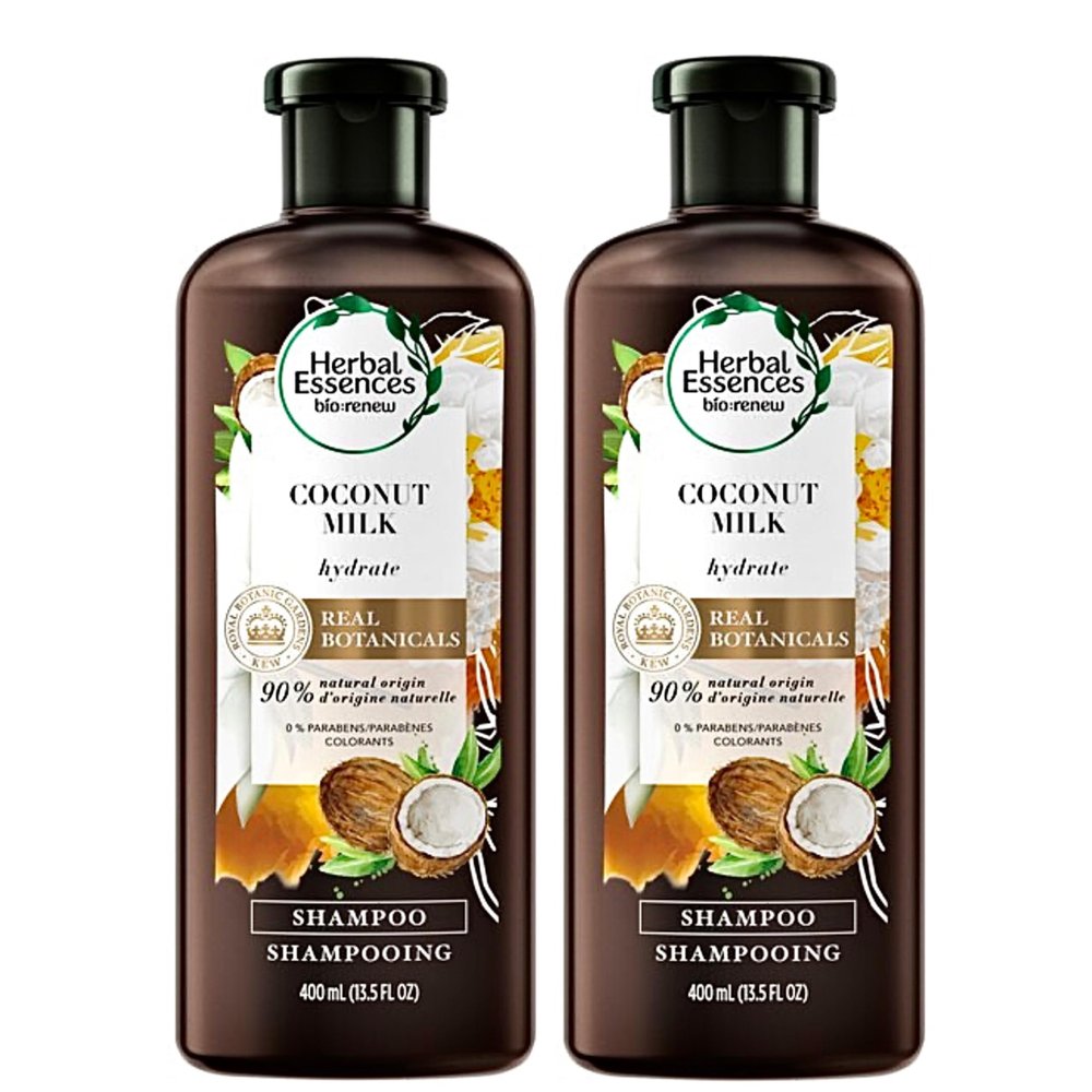 Herbal Essences Shampoo for Color Treated Hair, Coconut Milk, Paraben Free, BioRenew 13.5 FL OZ (Pack of 2)