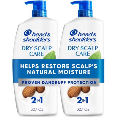 Head & Shoulders Anti-Dandruff Shampoo and Conditioner, Dry Scalp Care 2-in-1 Twin Pack, 1% Pyrithione Zinc and Almond Oil, for Itch and Dryness Relief, 32.1 fl oz Each