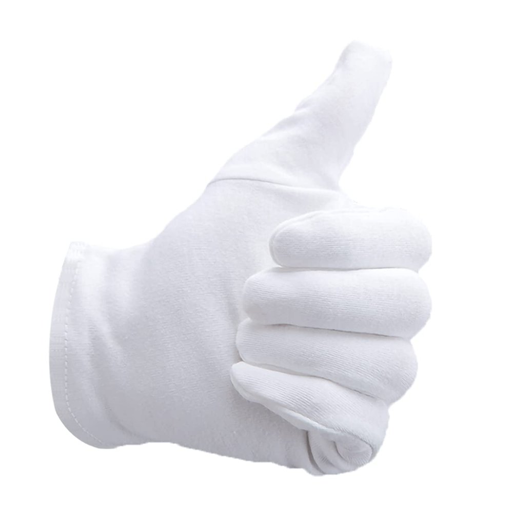 Alyan & Jammsy White Gloves 100% Cotton Gloves for Dry Hands Women Men Sleeping Gloves Overnight Moisturizing Gloves Eczema Sensitive Skin Treatement (10 Pairs)