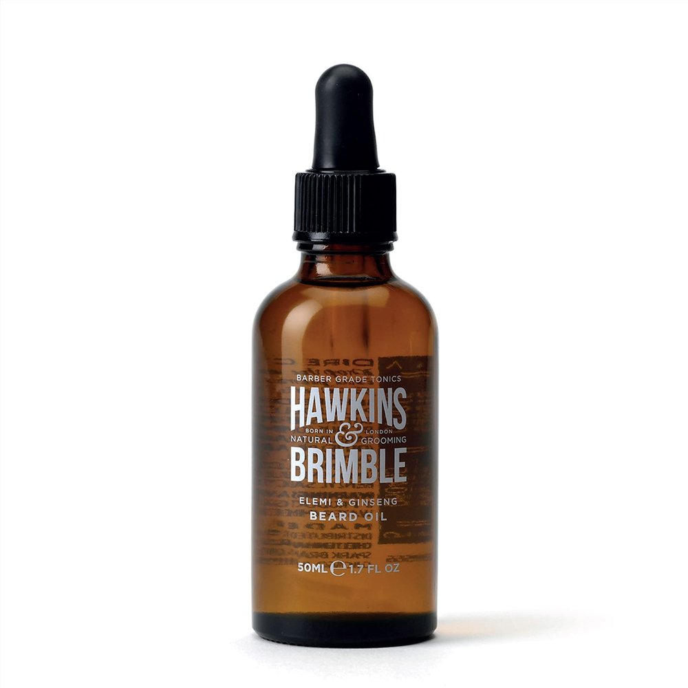 Hawkins & Brimble Beard Oil For Men Growth - Sandalwood Scent with Argan & Castor Oils, Shea Butter | Softens & Moisturizes, Promotes Healthy Beard Growth, 50ml