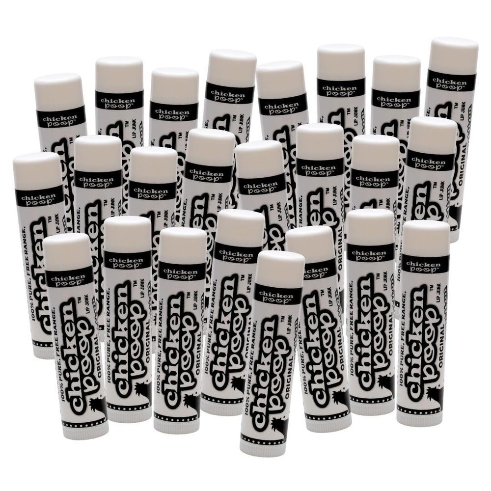 .15 oz. Chicken Poop ORIGINAL FLAVOR Lip Junk for Dry, Chapped Lips, LIP BALM BULK PACK OF 24