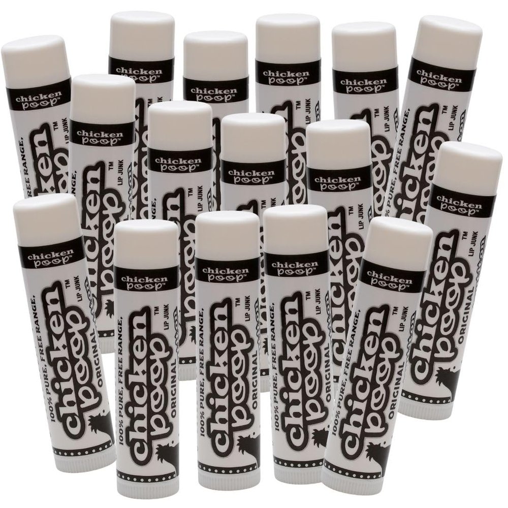 .15 oz. Chicken Poop ORIGINAL FLAVOR Lip Junk for Dry, Chapped Lips, LIP BALM BULK PACK OF 16