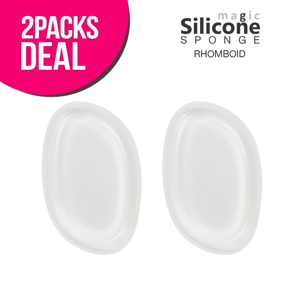 2 Packs Silicone Makeup Sponge -Pro Quality Gel Puff Sponge Silicon Blender (Rhomboid)