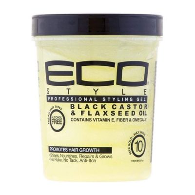 Ecoco Eco Style Gel - Black Castor Flaxseed Oil - Long Lasting Shine - Nourishes And Repairs Damaged Hair - Promotes Healthy Scalp - Provides Superior And Weightless Hold - Effortless Style - 32 Oz