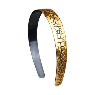 1 Inch Gold Crackle Design Headband for Women and Girls - Black