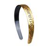 1 Inch Gold Crackle Design Headband for Women and Girls - Black view 1