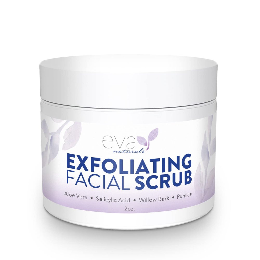Eva Naturals Exfoliating Facial Scrub  Gentle Microdermabrasion Face Exfoliator with Pumice & Botanical Extracts  Facial Wash to Clear Blackheads, Acne, and Dead Skin for Smooth, Radiant Skin - 2 oz