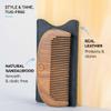 ZEUS Sandalwood Beard Comb for Men, Natural Wooden Comb with Leather Sheath, Travel-Friendly & Anti-Static Grooming Tool (S31) view 2