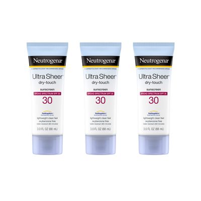 Neutrogena Ultra Sheer Dry-Touch Water Resistant and Non-Greasy Sunscreen Lotion with Broad Spectrum SPF 30, 3 fl. oz (Pack of 3)