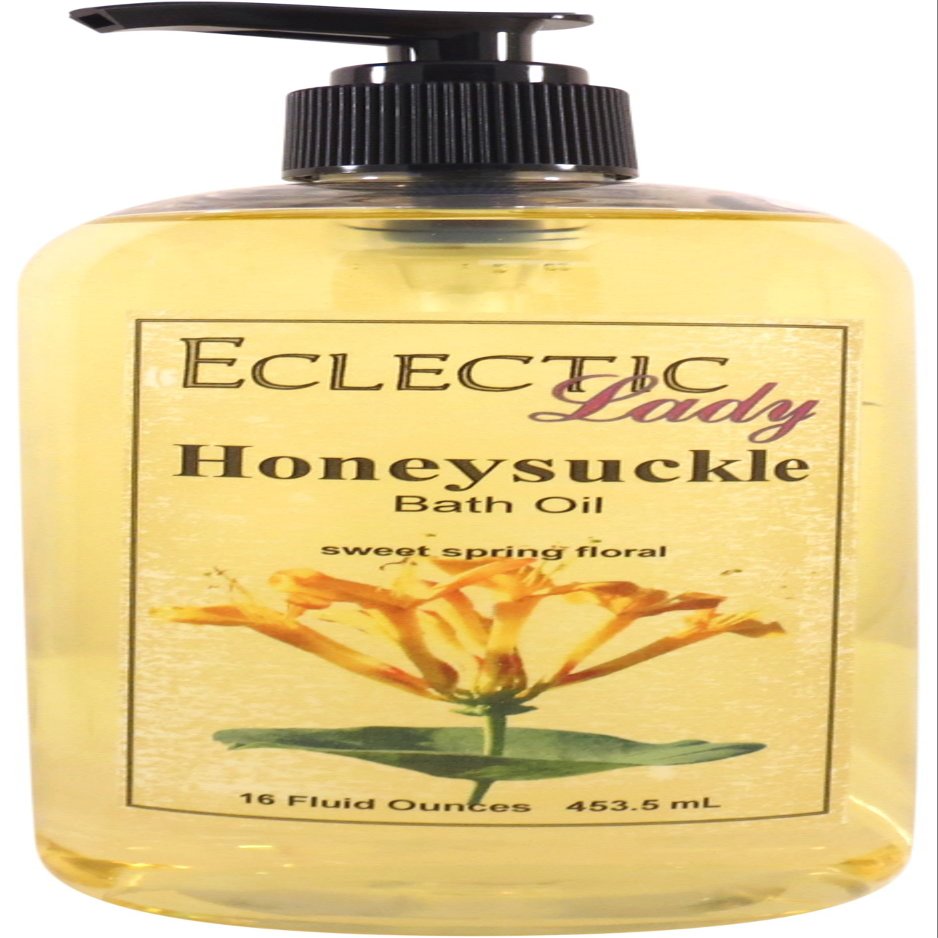 Honeysuckle Bath Oil - Scented Body Oil - Relaxing & Moisturizing Bathing Oil - Fragrance Body Oil For Dry & Rough Sensitive Skin - 16 oz