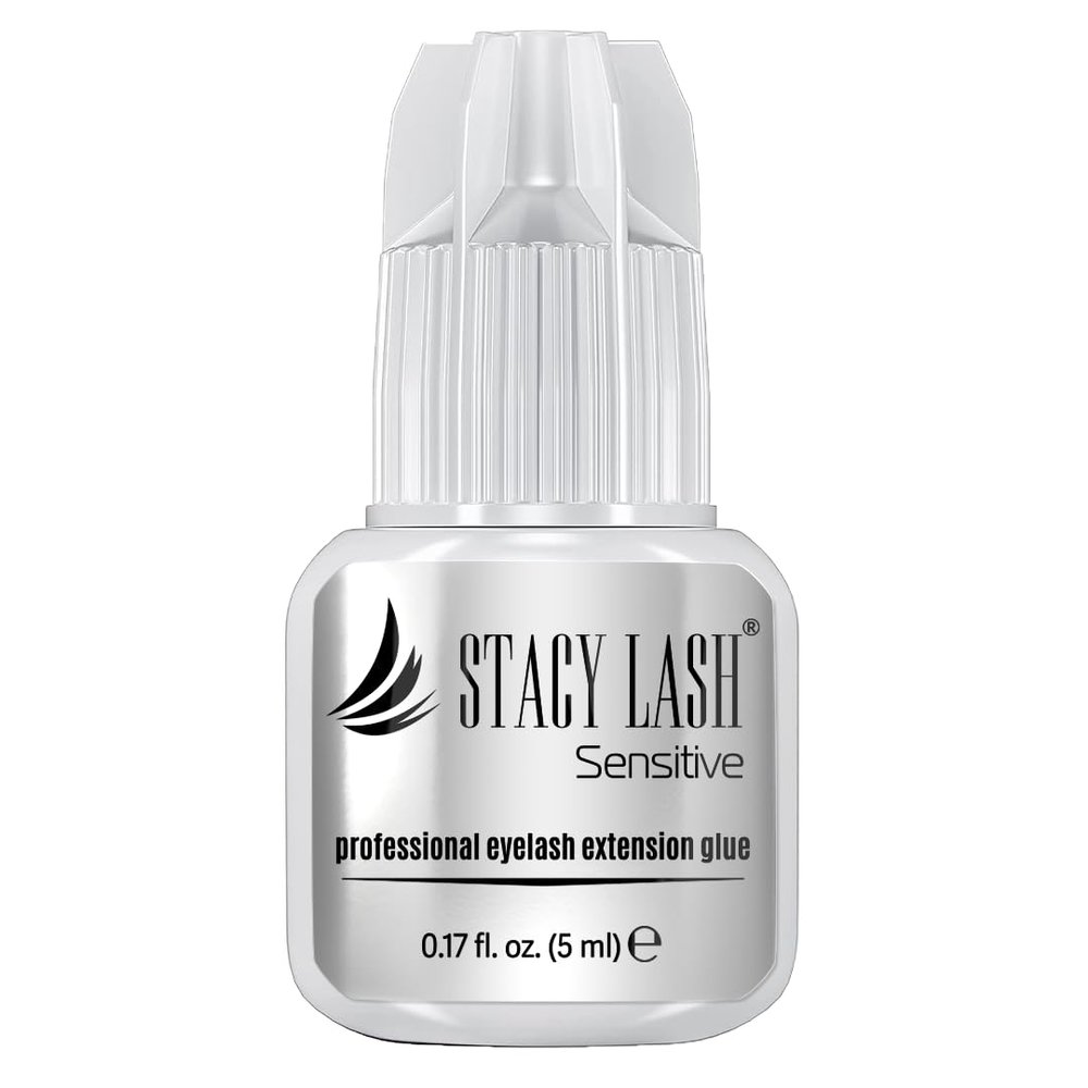 STACY LASH Sensitive Eyelash Extension Glue 0.17fl.oz/5ml / 5-6 Sec Drying time/Retention  4-5 Weeks/Black Adhesive/Professional Supplies