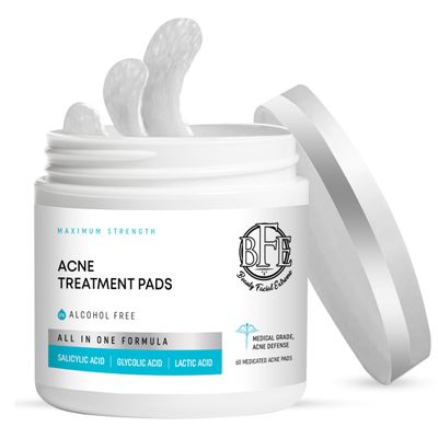 Acne Treatment Pads- Eliminates Cystic Breakouts, Oily Skin & Clogged Pores. Clear Pimple, Whitehead, Blackhead, Dark Spots & Improve Skin Texture.