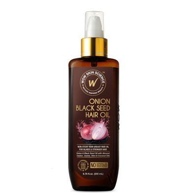 WOW Skin Science Onion Black Seed Hair Oil - Nourishing Treatment for Dry, Damaged Hair Growth with Almond, Castor, Olive, Coconut & Jojoba Oils