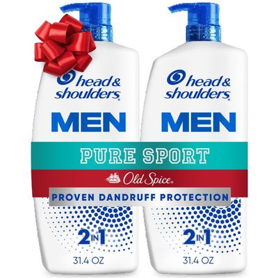 Head & Shoulders Anti-Dandruff Shampoo and Conditioner, Old Spice Pure Sport Men's 2-in-1 Twin Pack, 1% Pyrithione Zinc, Dandruff Shampoo for Men, 31.4 fl oz Each