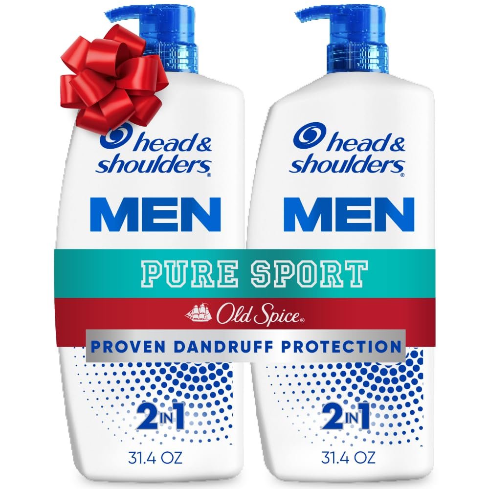 Head & Shoulders Anti-Dandruff Shampoo and Conditioner, Old Spice Pure Sport Men's 2-in-1 Twin Pack, 1% Pyrithione Zinc, Dandruff Shampoo for Men, 31.4 fl oz Each