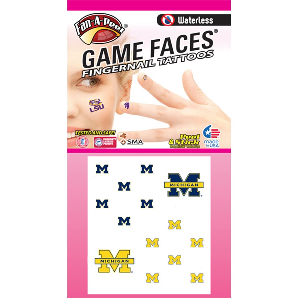 u of m (michigan) fan-a-peel peel and stick fingernail tats