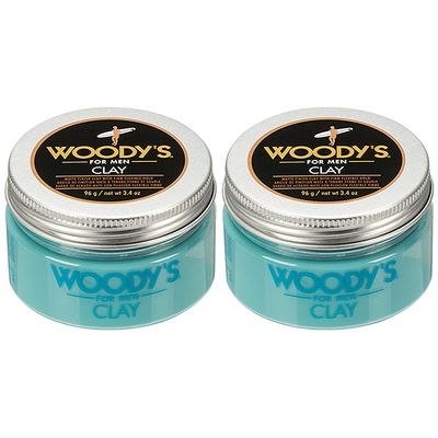 Woody's Hair Clay for Men  Matte Finish, Styling Pomade for Men Stronghold, Firm and Flexible Control, 3.4 oz. 2-Pack