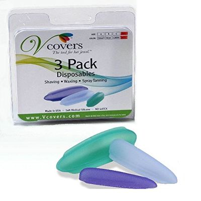 Bikini Hair Removal protection, Vcovers 3 Pack, Assorted sizes A, B, C and colors - Bikini hair trim, cut, color, removal, spray tanning and other bikini cosmetic procedures.