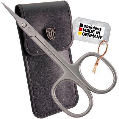3 Swords Germany - brand quality STAINLESS STEEL INOX CURVED CUTICLE TOWERPOINT SCISSORS (1 PIECE) with case for manicure pedicure - nail care by 3 Swords - Made in Germany