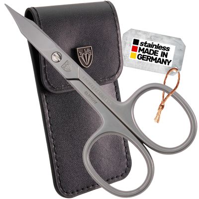 3 Swords Germany - brand quality STAINLESS STEEL INOX CURVED COMBINED CUTICLE & NAIL SCISSORS (1 PIECE) with case for manicure pedicure - nail care by 3 Swords - Made in Germany
