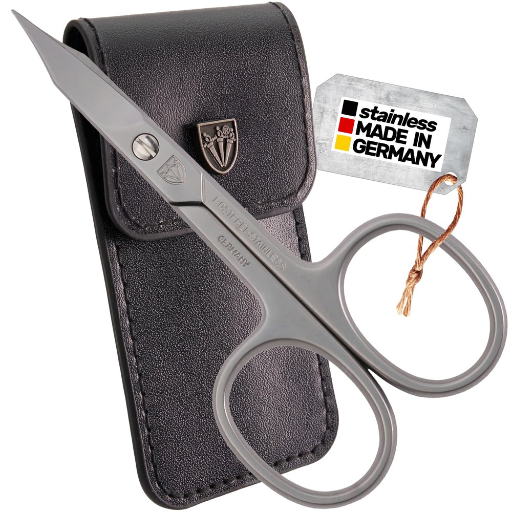 3 Swords Germany - brand quality STAINLESS STEEL INOX CURVED COMBINED CUTICLE & NAIL SCISSORS (1 PIECE) with case for manicure pedicure - nail care by 3 Swords - Made in Germany