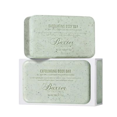 Baxter of California Mens Exfoliating Body Bar Soap, Deep Cleansing & Moisturizing Formula with Cedarwood & Oak Moss, Buffs Away Dry Skin for All Skin Types, Paraben-Free, 7 Ounce