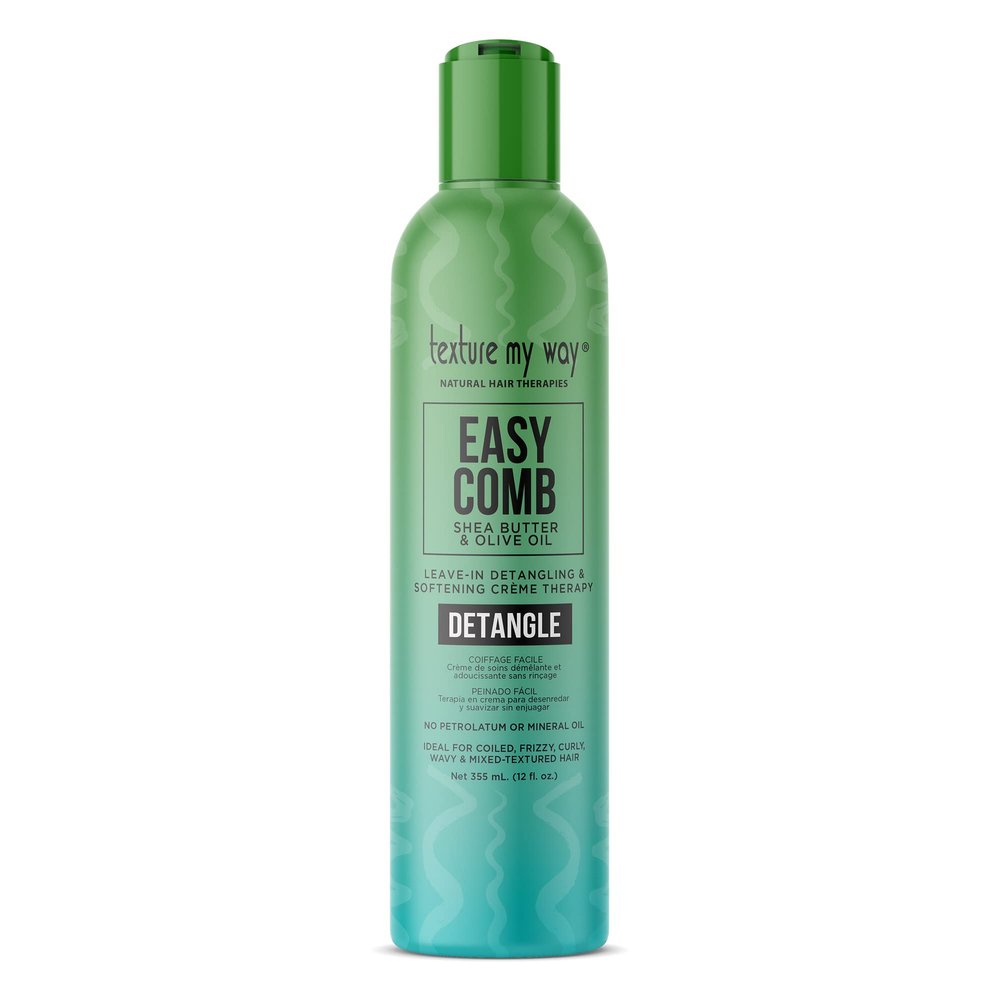 Texture My Way Natural Hair Therapies Easy Comb Leave-In Hair Detangler & Softening Crme Therapy, Ideal for Coiled, Frizzy, Curly Hair, 12 oz