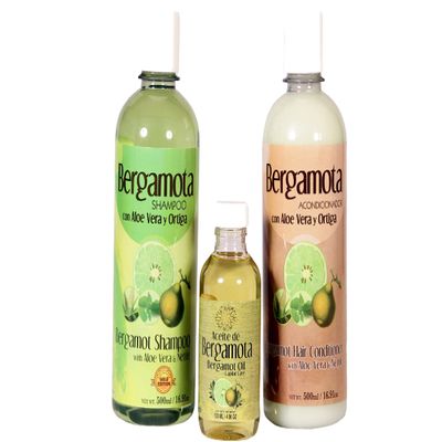 Bergamot Shampoo 500ml and Conditioner 500ml plus Bergamot Oil 120ml, Lenico Brand Gold Edition.