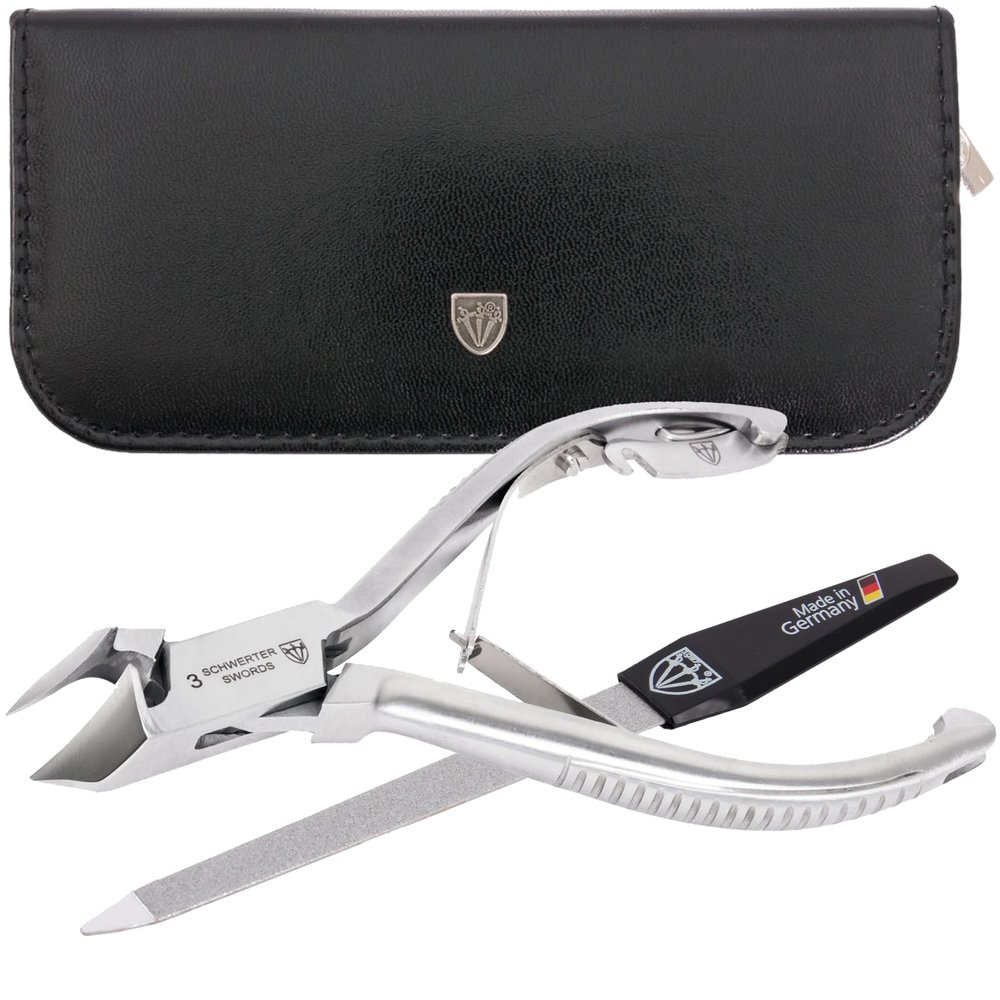 3 Swords Germany - Brand Quality Professional Toe Nail Nipper Clipper Set Stainless Steel Wave Nipper, Head Cutter, Nail File with case for ingrown Toe Nails, Manicure Pedicure by 3 Swords (196)