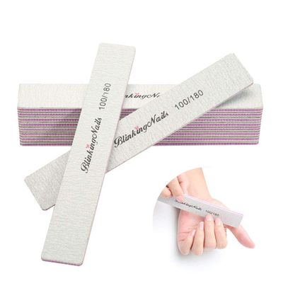 10Pcs Nail File 100/180 Grit Professional Nail Files and Buffers for Natural Nails, Double Sides Washable Block Disposable Nail Files for Nail Art DIY or Nail Manicure Salon