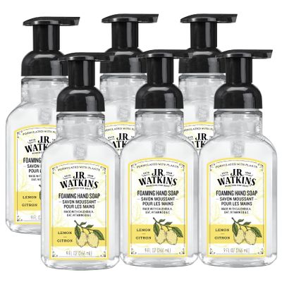 J.R. Watkins Moisturizing Foam Hand Soap Dispenser 6 Pack, Lemon, 9 fl oz
