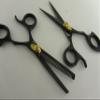 5.5" Professional Barber Razor Edge Titanium Coated Hair Cutting and Texturizing Shears Scissors Black Set+case view 4