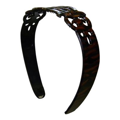 Motique Accessories 1.5 Inch Hard Headband Swirl Design with Teeth Hair Band - Orange